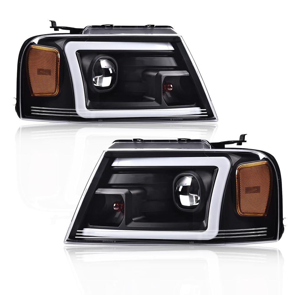 PIT66 Convex LED Projector Headlights Fit 2004-2008 Ford F150