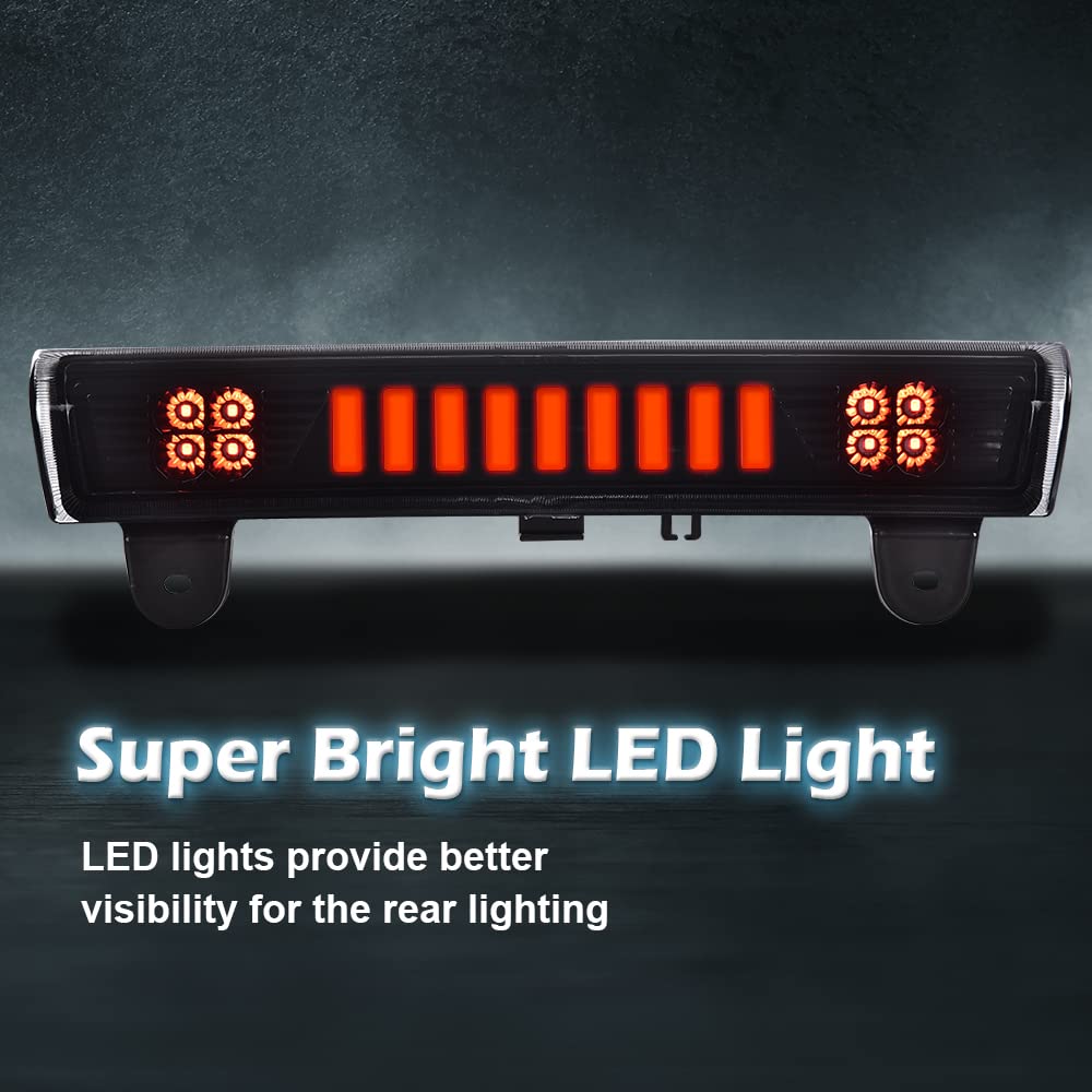 PIT66 LED 3rd Brake Light, Compatible with 2000-2006 Chevy Suburban 1500 2500 Tahoe/2000-2006 GMC Yukon/2000-2006 GMC Yukon XL 1500 2500 High Mount Stop Lamp Smoky Lens Black Housing