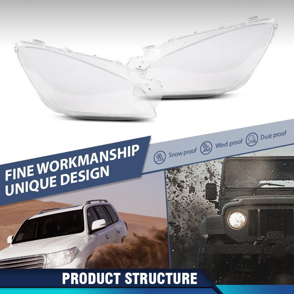 PIT66 Front Headlight Lens Headlamp Covers Left & Right Pair, Clear