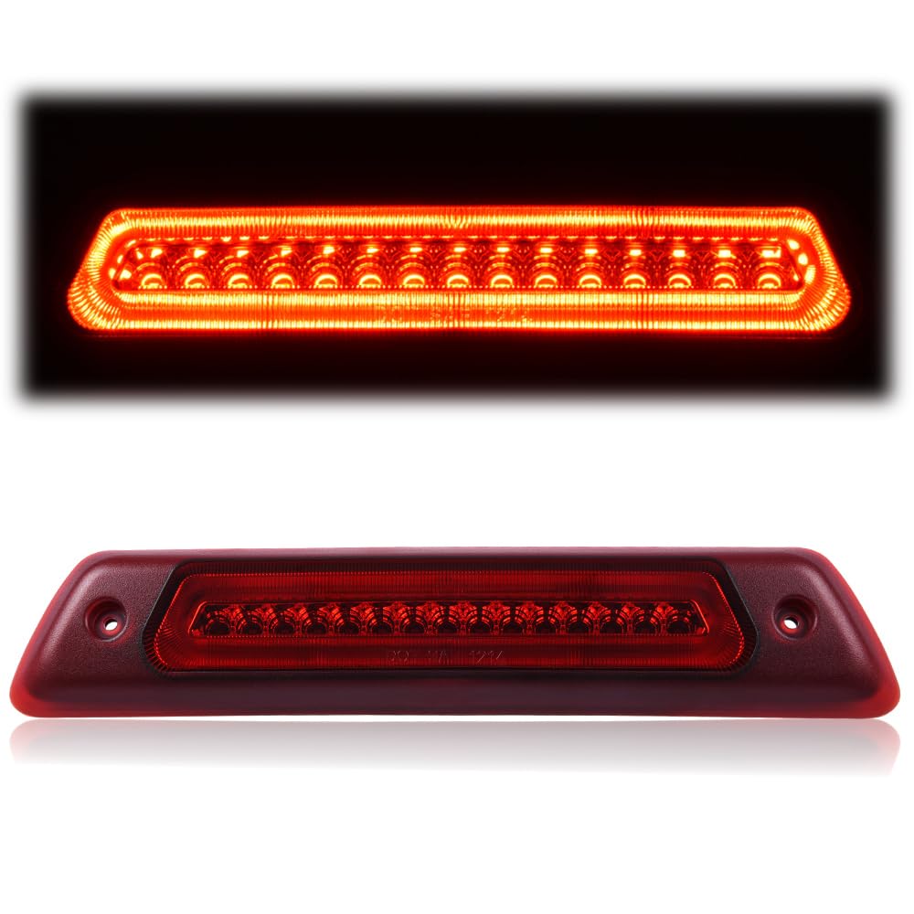 PIT66 LED 3rd Brake Light, Compatible with 09-14 Ford F150 Rear High Mount Stop Parking Lights Assembly Third Brake Cargo Lamps Clear Housing Red Lens