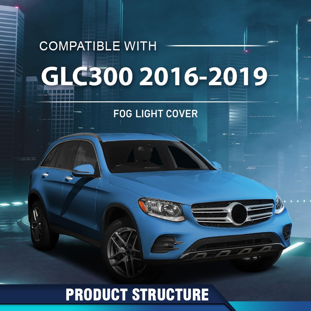 PIT66 Fog Light Cover Outer Driver & Passenger Side Compatible with Benz C-Class W205 2015-2018 (For Base Sedan Only), w/o AMG Styling Package, w/Luxury Package 2538853500 A2538853500 Black