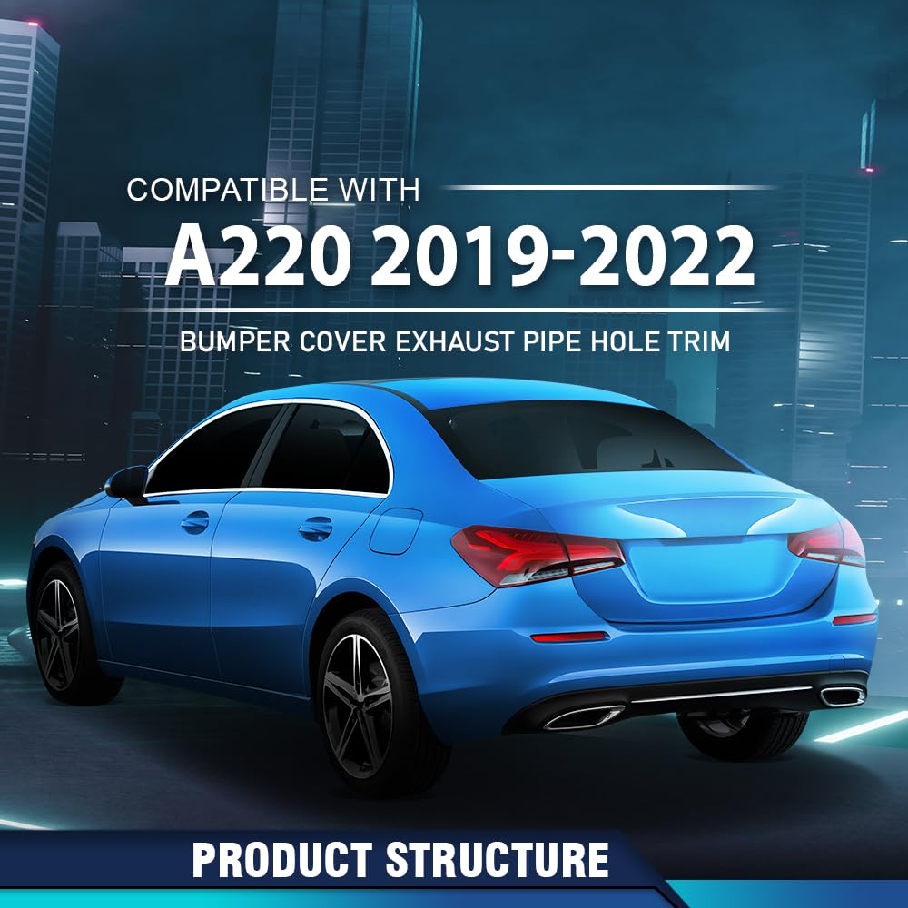 PIT66 Rear Bumper Cover Exhaust Pipe Hole Trim Left Driver Side Fit Benz E400 A220 E450 E350 E53 AMG 4Matic Base 2018-2023,Fit A-Class w/AMG Package,Fit E-Class w/AMG Package 2058852221, MB1138107