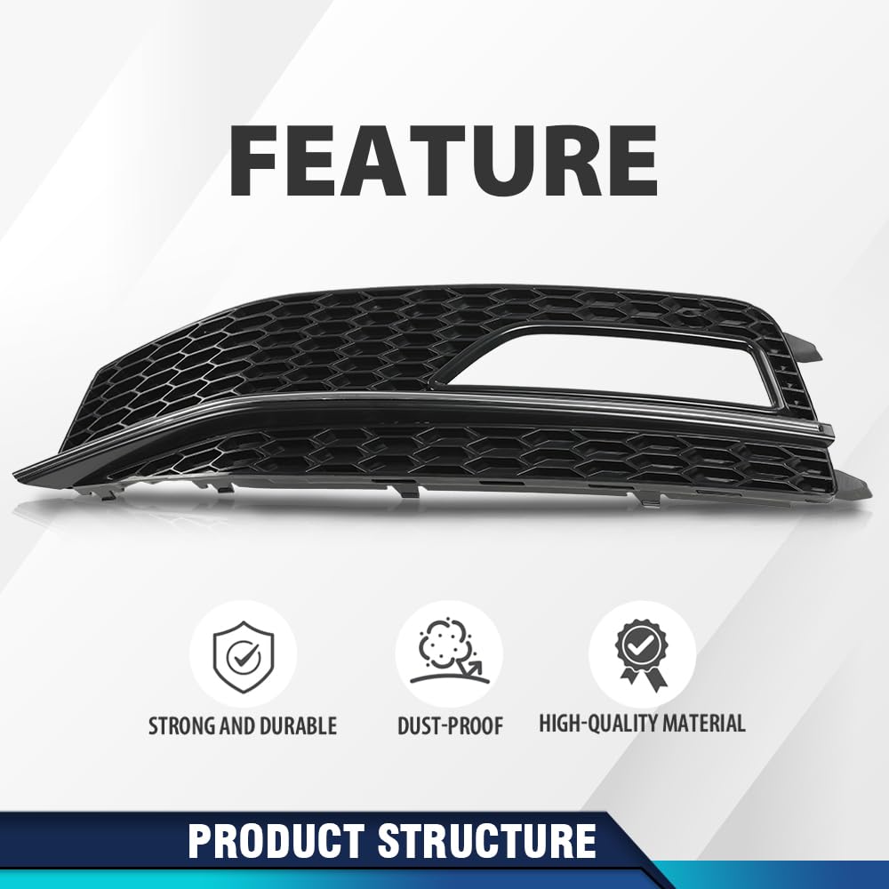 PIT66 Front Bumper Fog Light Cover Grille Left Driver Side, Chrome