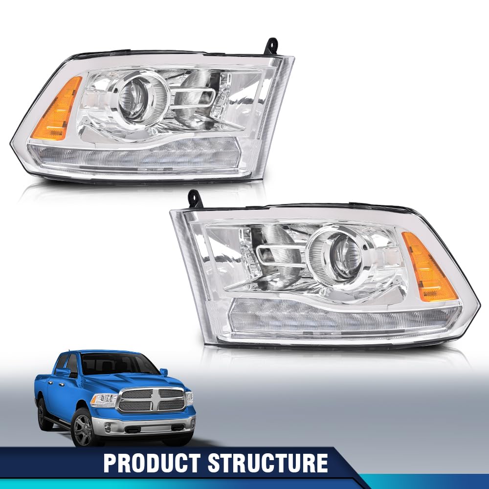 PIT66 LED Bar Plank Style Headlights Assembly Fit 2009-2012 Dodge Ram