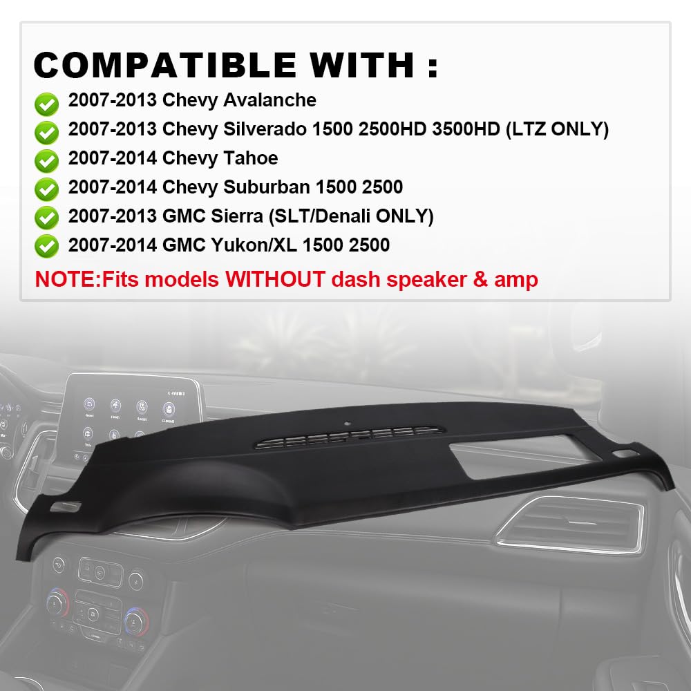 PIT66 Dash Cover Dashboard Panel Compatible with Chevy Avalanche, Tahoe, Suburban, Silverado, GMC Yukon/Yukon XL, Sierra 2007 2008 2009 2010 2011 2012 2013 2014 Brown