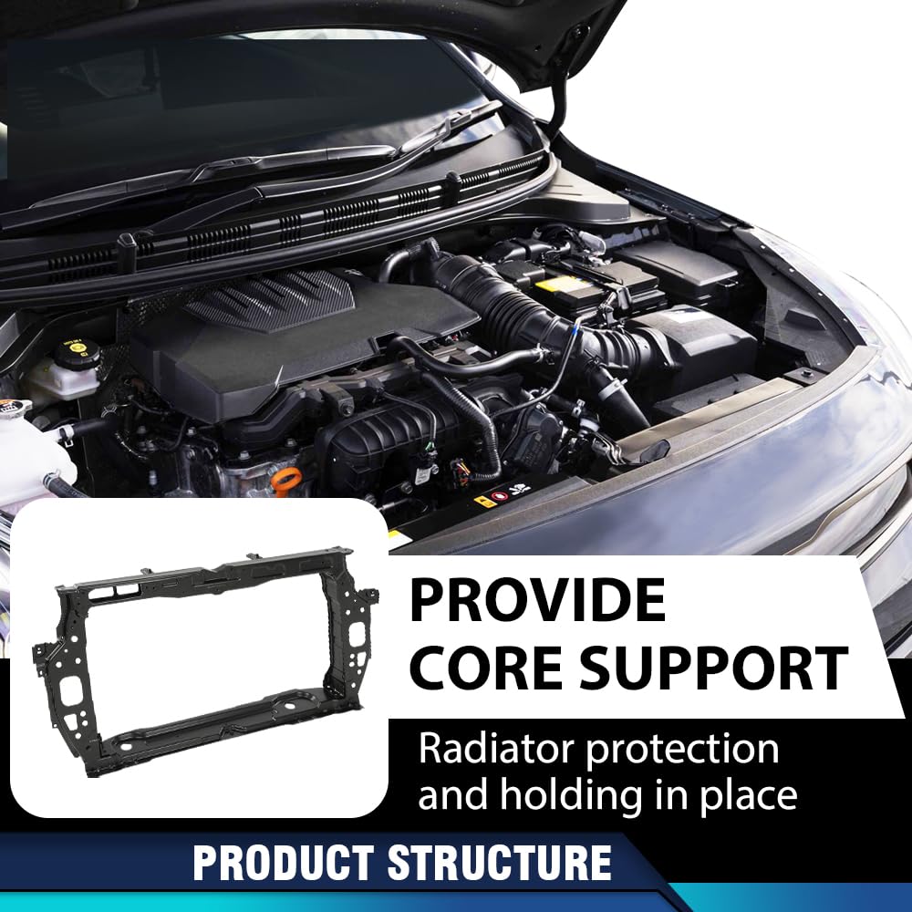 PIT66 Radiator Core Support Panel Compatible with Kia Rio 2018-2023 KI1225186, 64101H9000 Black