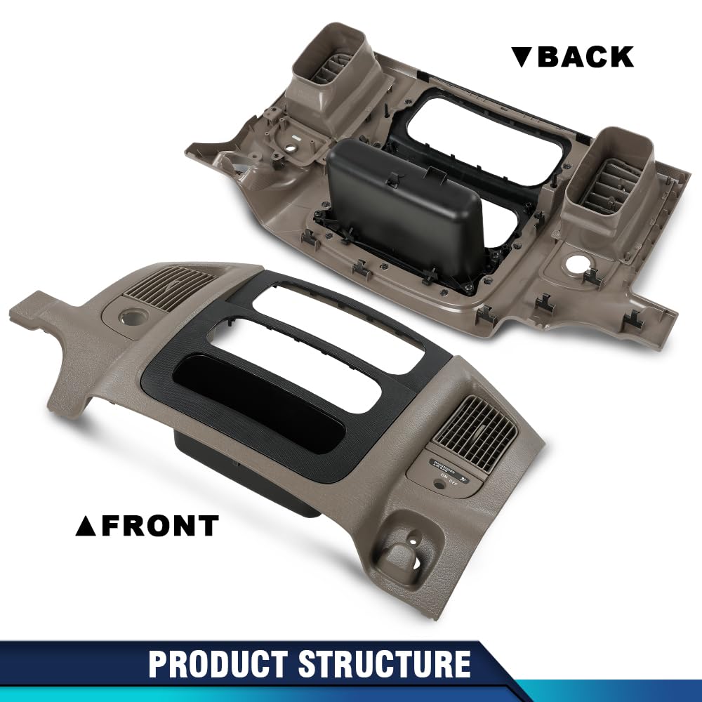 PIT66 Dash Radio Bezel Trim Fit Dodge Ram 1500 2500 3500 2002-2005, Beige