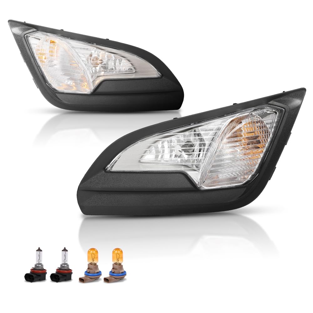PIT66 Halogen Fog Lights Compatible with Ford EcoSport 2018 2019 2020 2021 2022 Fog Lamps Assembly w/Cover Bezels Pair GN1Z15266AA, GN1Z15266AB Clear Lens