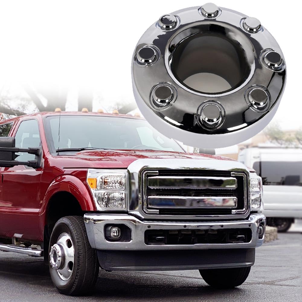 PIT66 Open Front 4x4 Wheel Center Caps Hub Cap Compatible with Ford F350 2005-2018 Pickup Truck (NOT FIT 4WD Crew cab) 1 PC Dually Chrome Silver
