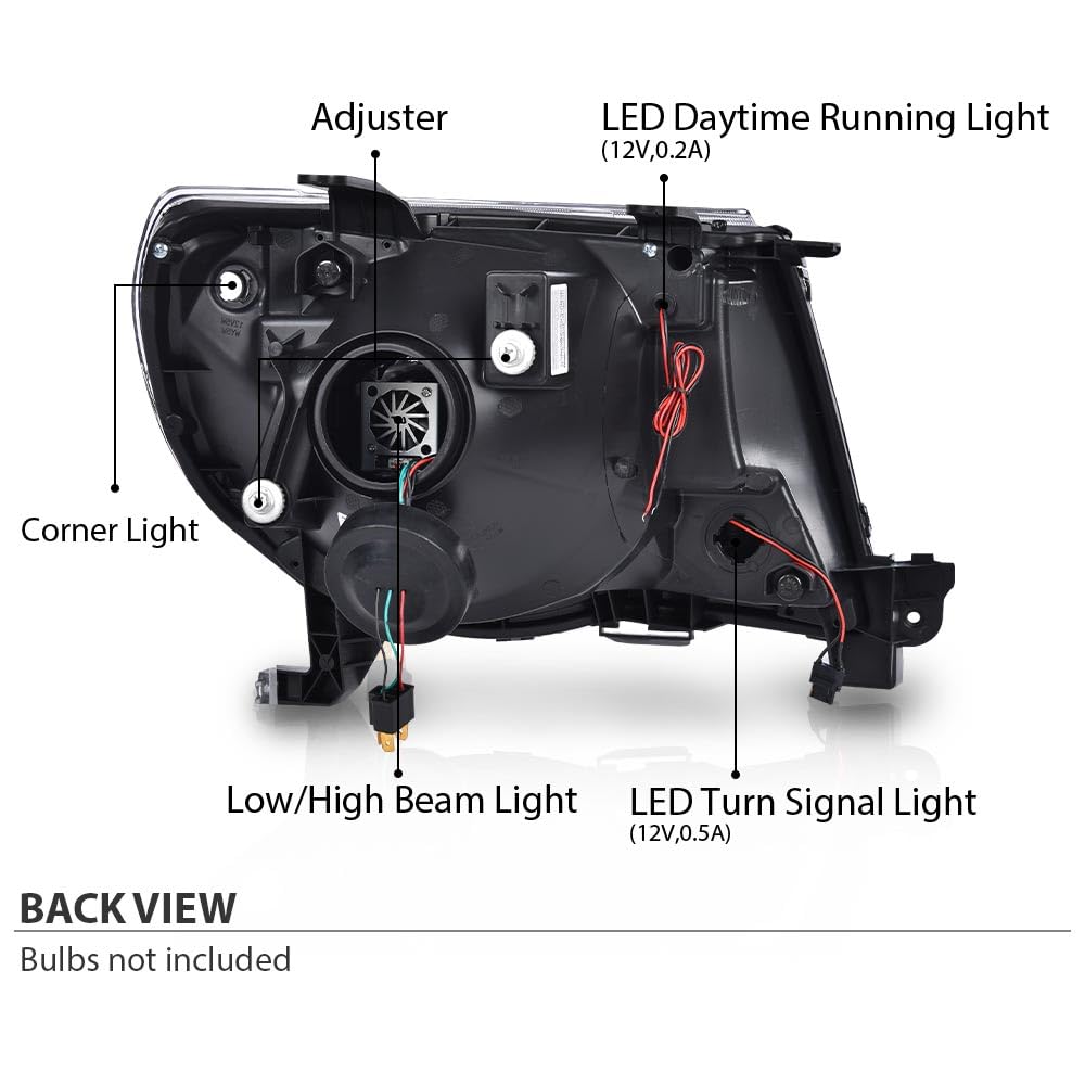 PIT66 Dual Convex LED Projector Headlights Fit 2005-2011 Toyota Tacoma