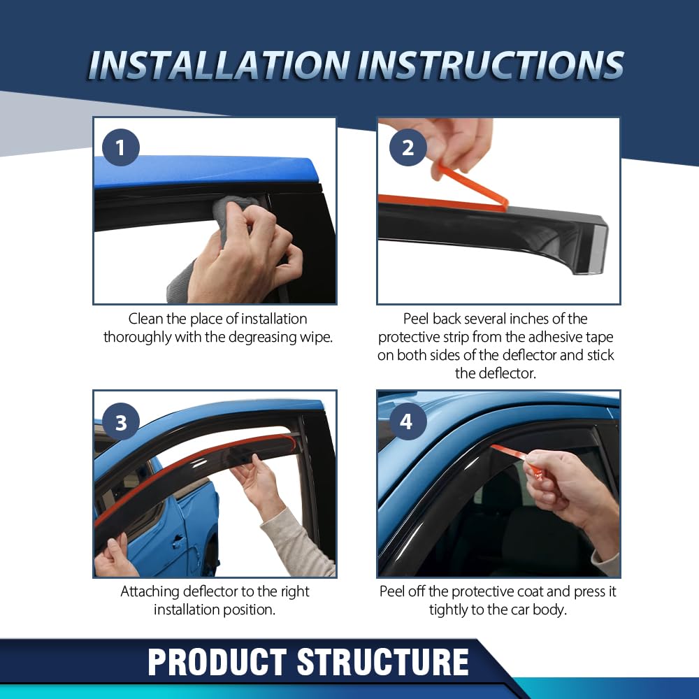 PIT66 Out-Channel Window Visors Fit Ford F150 2015-2026, 2PCS Smoke