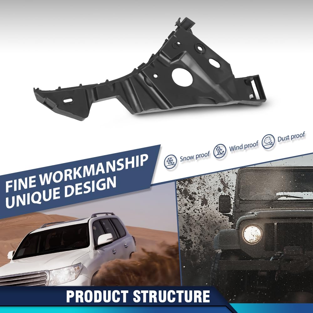 PIT66 Front Left Driver Side Bumper Grille Bracket, Black