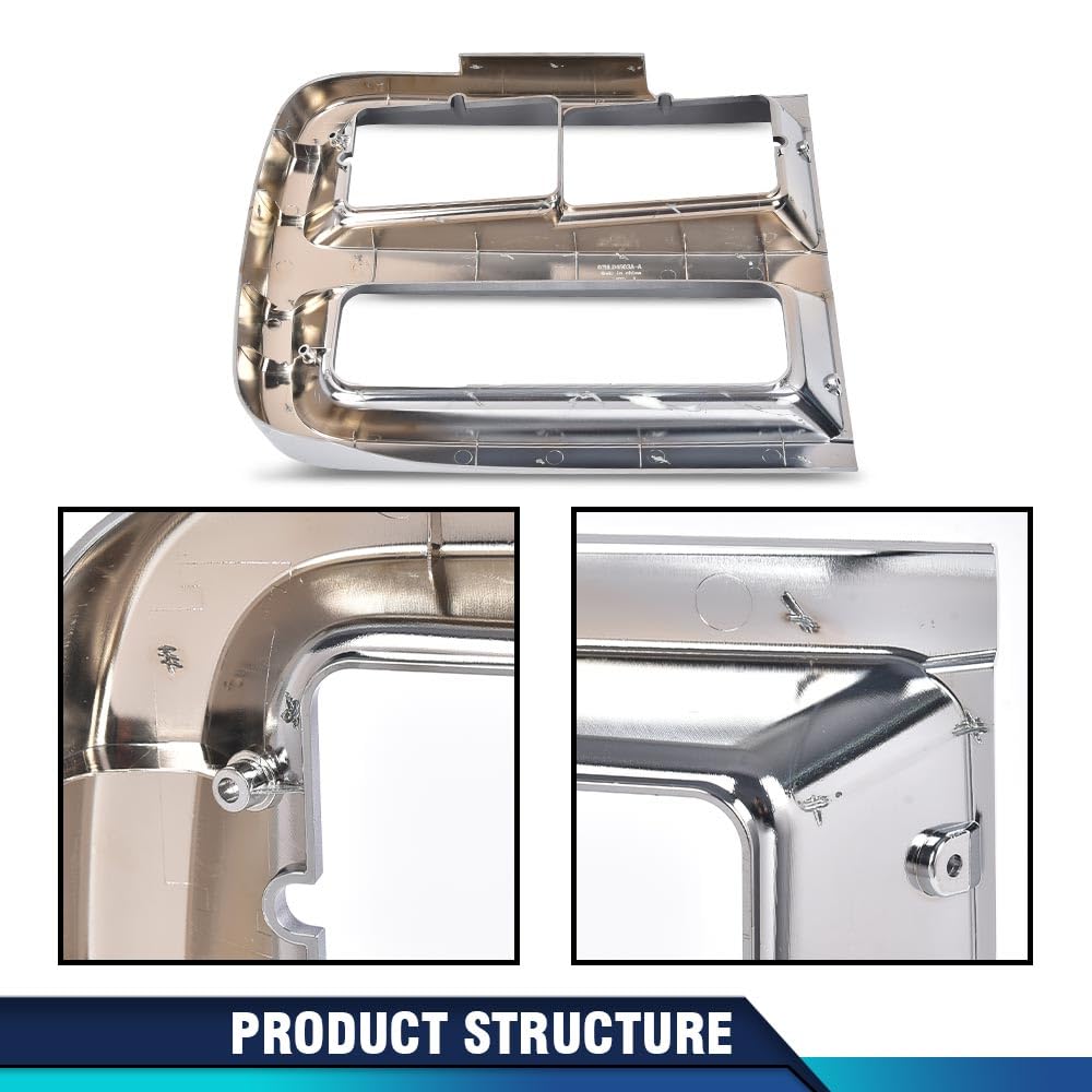 PIT66 Chrome Headlight Bezel Trim Surround Pair Compatible with Chevy G10/G20 1992-1995, G30 1992-1996, P30 Base 1992-1996 15685966 15685965 GM2513187 GM2512187