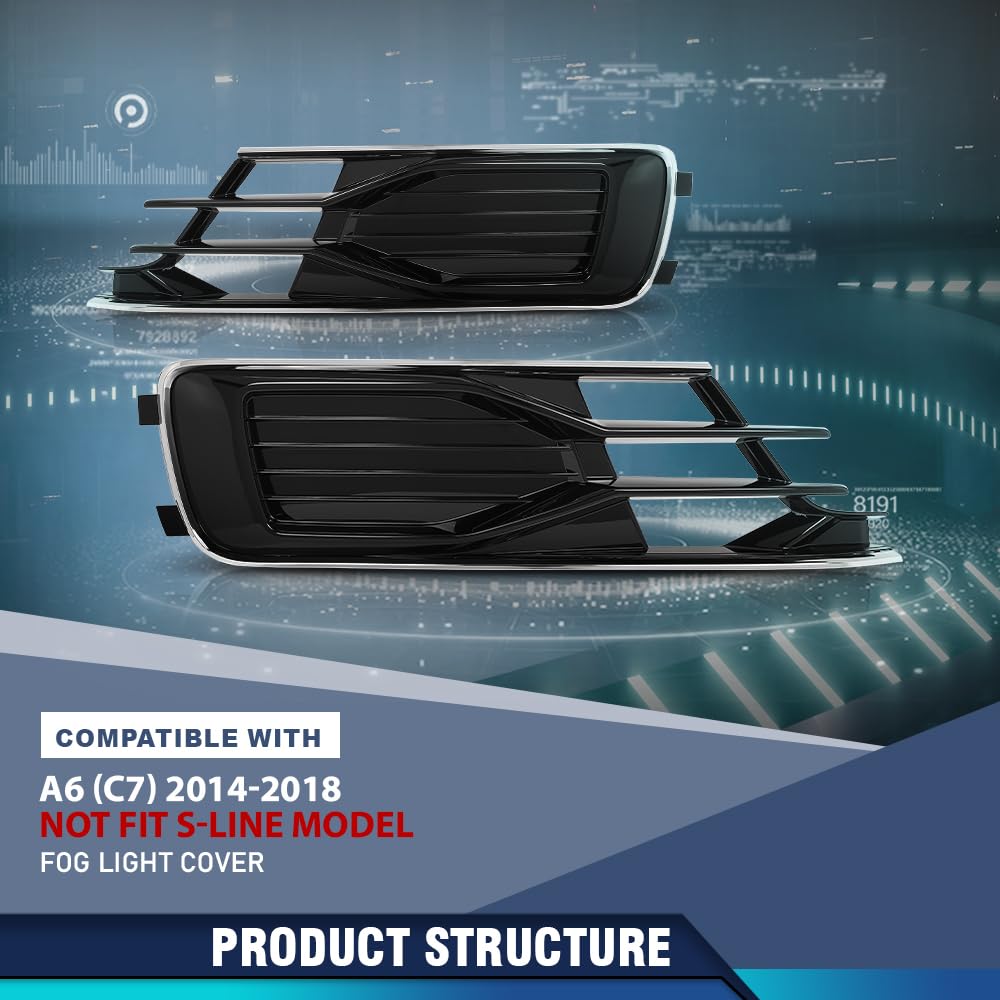 PIT66 2PCS Front Bumper Fog light Cover Grills, Black