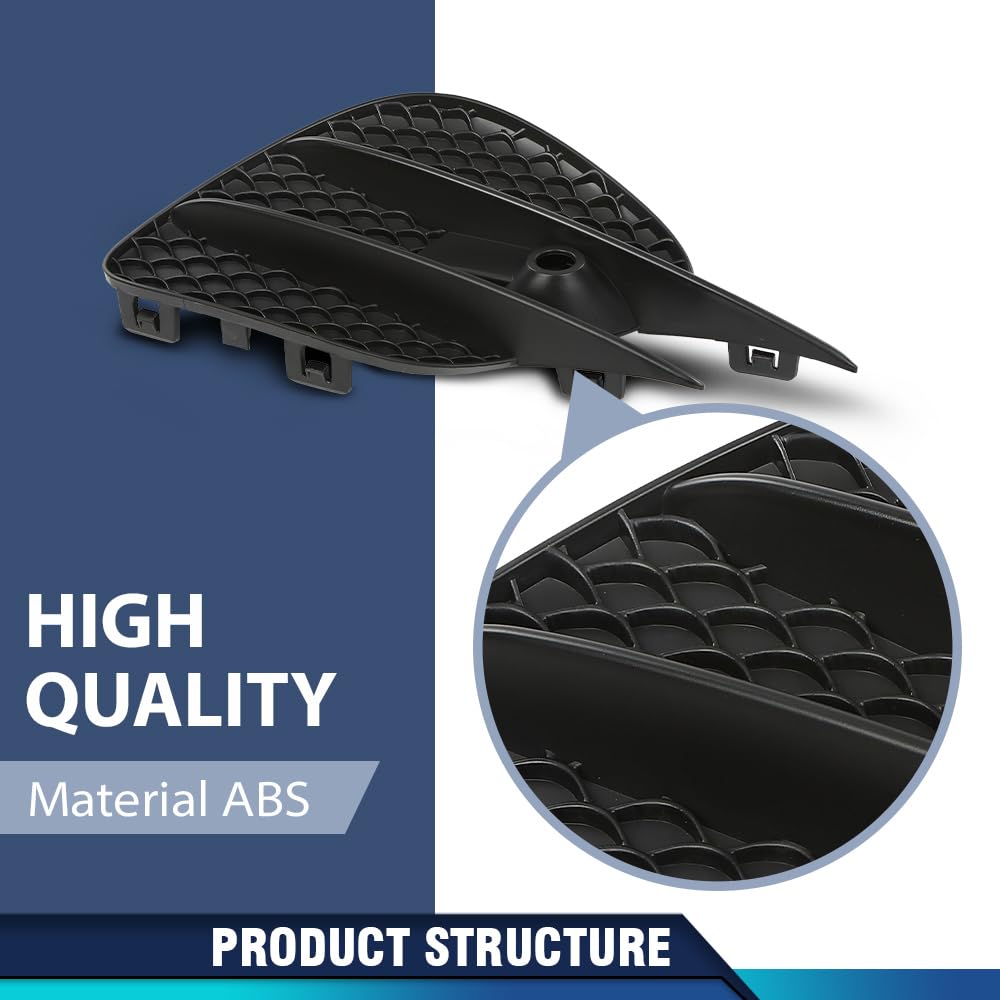 PIT66 Fog Light Cover Outer Driver & Passenger Side Compatible with Benz C-Class W205 2015-2018 (For Base Sedan Only), w/o AMG Styling Package, w/Luxury Package 2538853500 A2538853500 Black