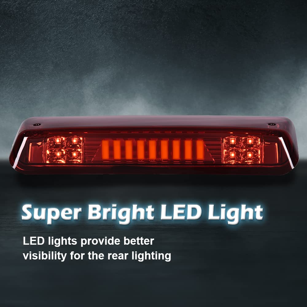 PIT66 LED 3rd Brake Light Compatible with Ford F150 2004 2005 2006 2007 2008 High Mount Stop Light Rear Tail Cargo Lamps Red Lens Black Housing I Type