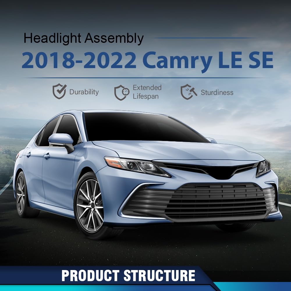 PIT66 Headlights Assembly Pair Fit Toyota Camry LE SE 2018-2022