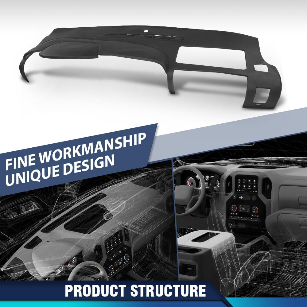 PIT66 TPE Dash Bezel Cover Set Fit Chevy Silverado GMC Sierra 2007-2013