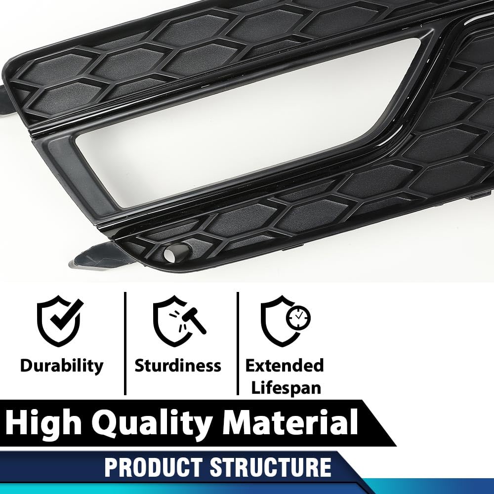 PIT66 Front Bumper Fog Light Grilles Cover Trim Compatible with Audi A5 S-Line S5 2013-2016/Only Fit for S-Line S5 Bumper Models, Not Fit For A5 Basic Version 8T0807681K,8T0807682K Black