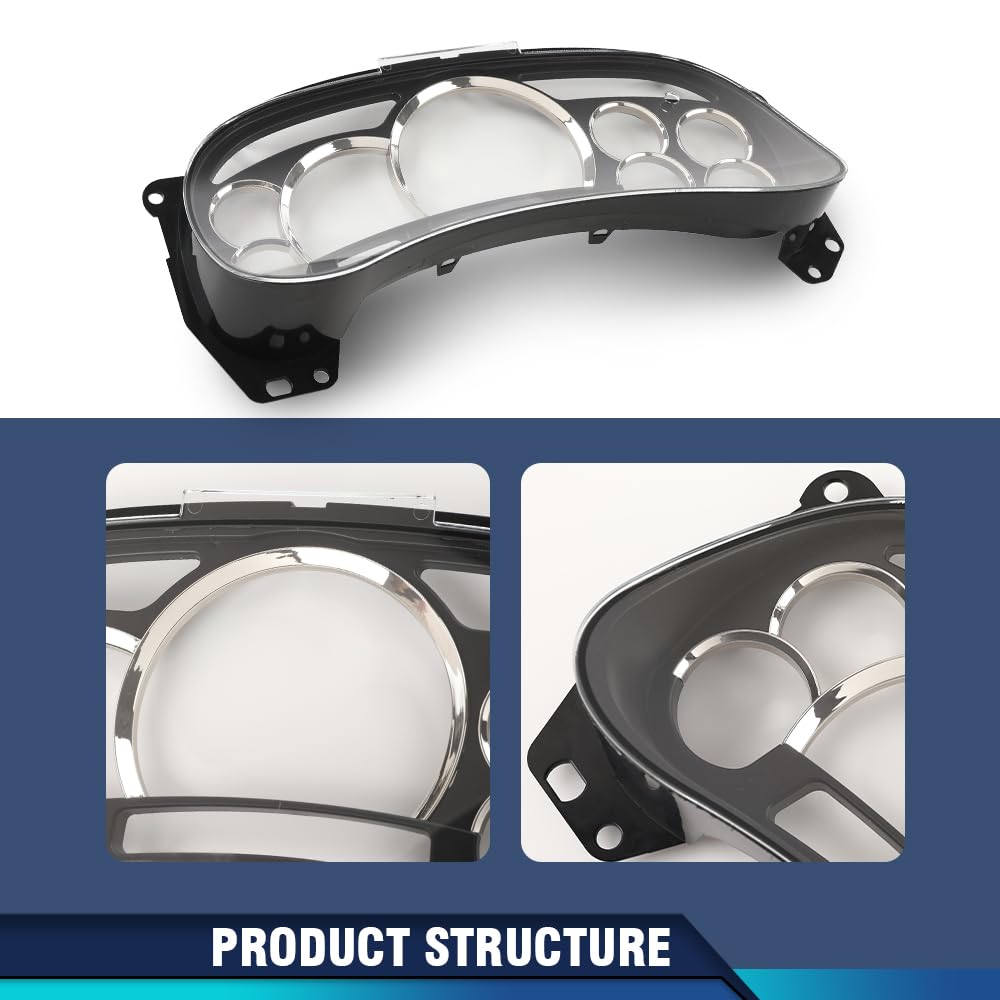PIT66 Instrument Gauge Cluster Lens Cover Chrome Rings Compatible with Chevy Silverado Avalanche Tahoe GMC Sierra Yukon Suburban 2003-2006 12240394 Dash Bezel Trim