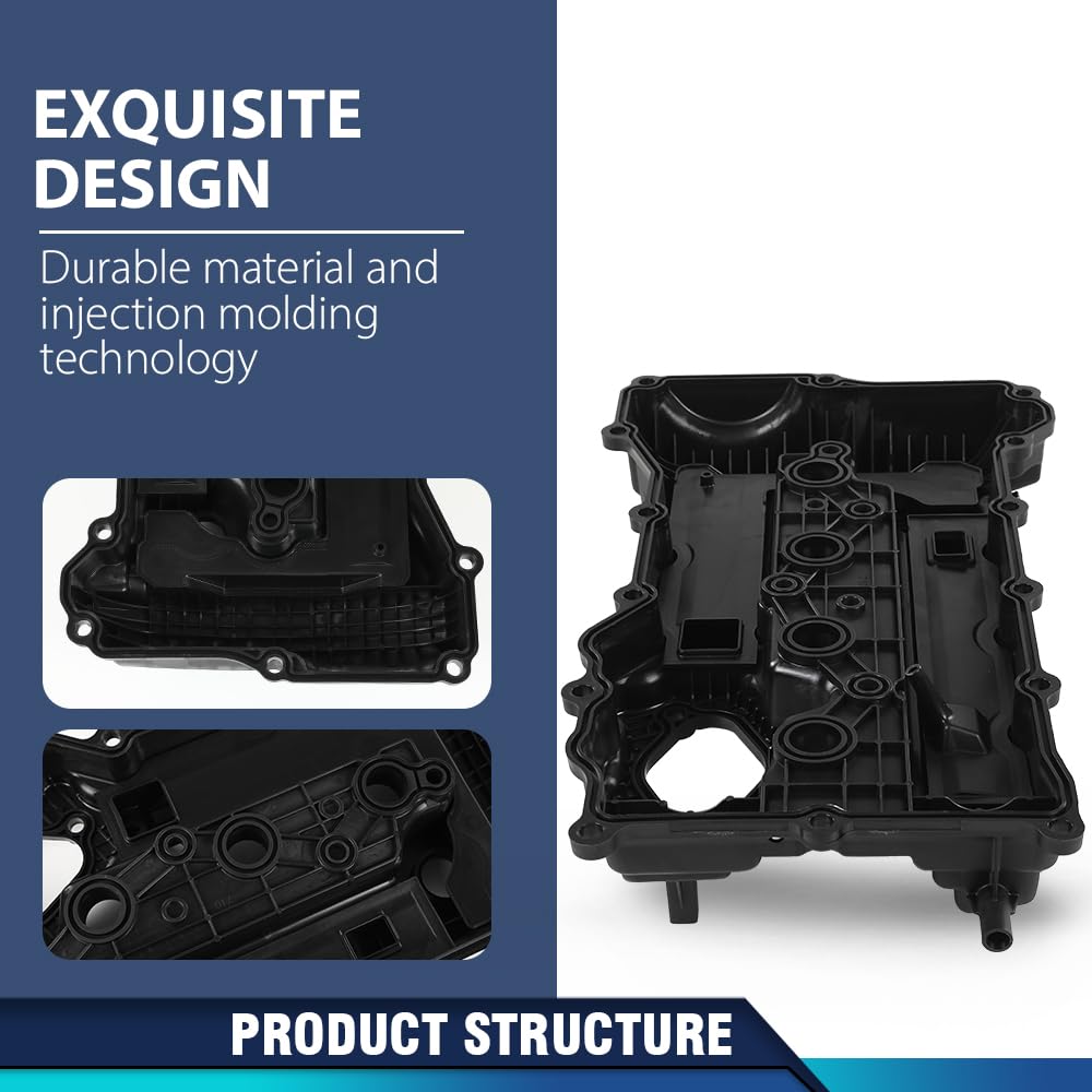 PIT66 Engine Valve Cover w/Gasket Compatible with Hyundai Tucson 2014-2015/ Fit Kia Optima 2011-2015/ Fit Kia Sportage 2011-2016 Black
