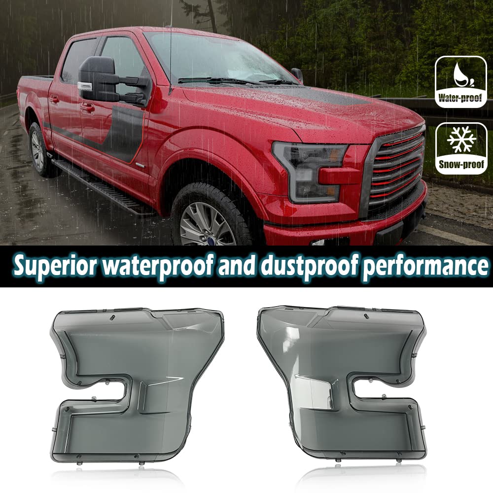 PIT66 Headlight Cover Compatible with 2015 2016 2017 Ford F150 FO2502335 FO2503335 FO2502344 Left Driver and Right Passenger Side Smoke