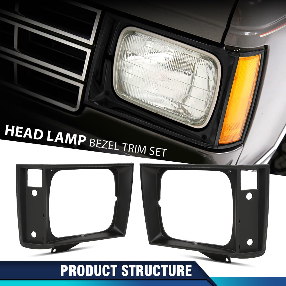 PIT66 Headlight Door Set Driver and Passenger Side w/Corner Light Hole Compatible with Chevy S10 1982-1990/Fit GMC S15 1982-1990 15653682 15653681 GM2513127 GM2512127