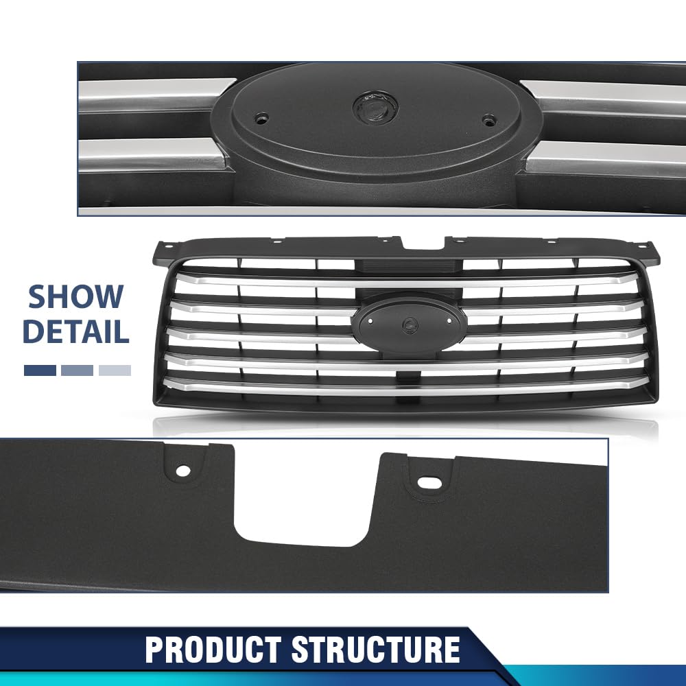 PIT66 Front Bumper Grill Grille Fit Subaru Forester 2006-2008 Gray & Sliver