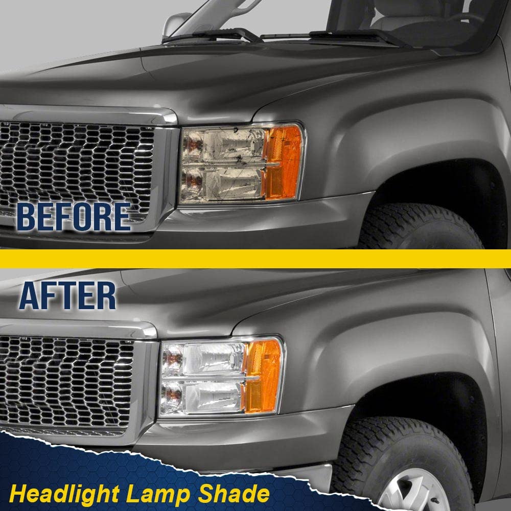 PIT66 Headlight Lens Cover, Compatible with 2007-2013 GMC Sierra 1500 2500HD 3500HD Clear