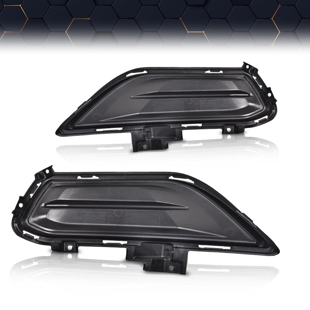 PIT66 Fog Light Cover,Compatible with 2013-2016 Ford Fusion FO1039133,FO1038133 Right & Left Pair Set black