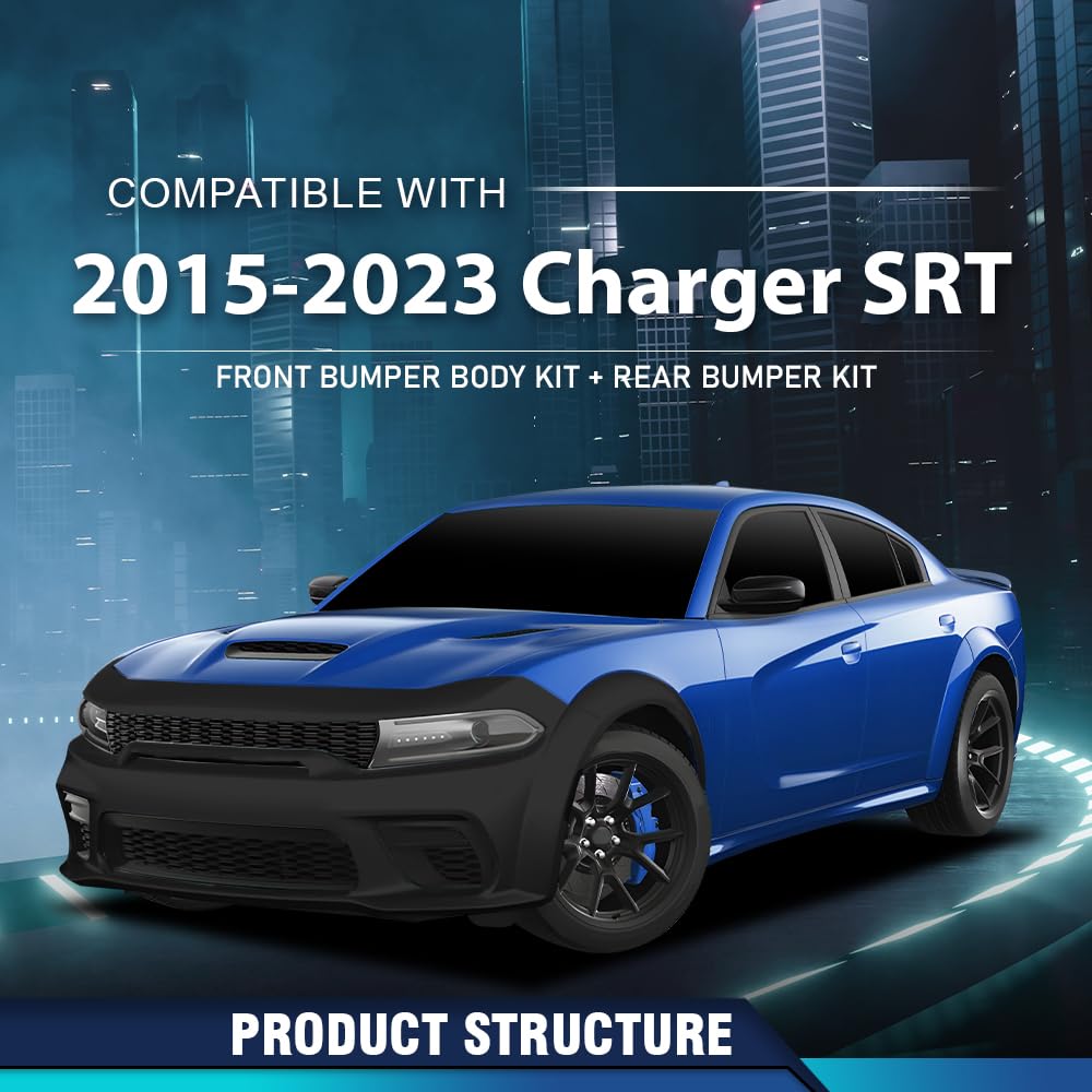 PIT66 Front Rear Bumper Body Kit Fit Dodge Charger SRT Style 2015-2023