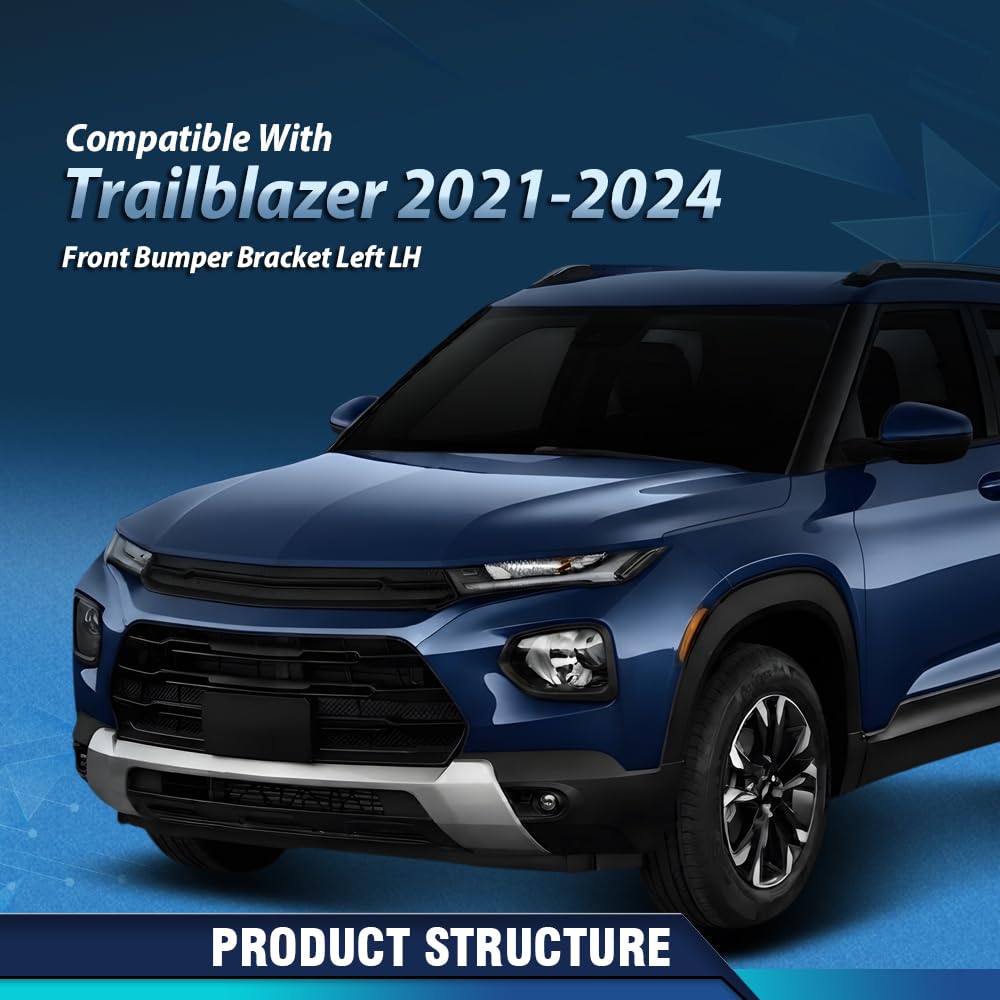 PIT66 Front Left Bumper Bracket ABS Black Fit Chevy Trailblazer 2021-2024