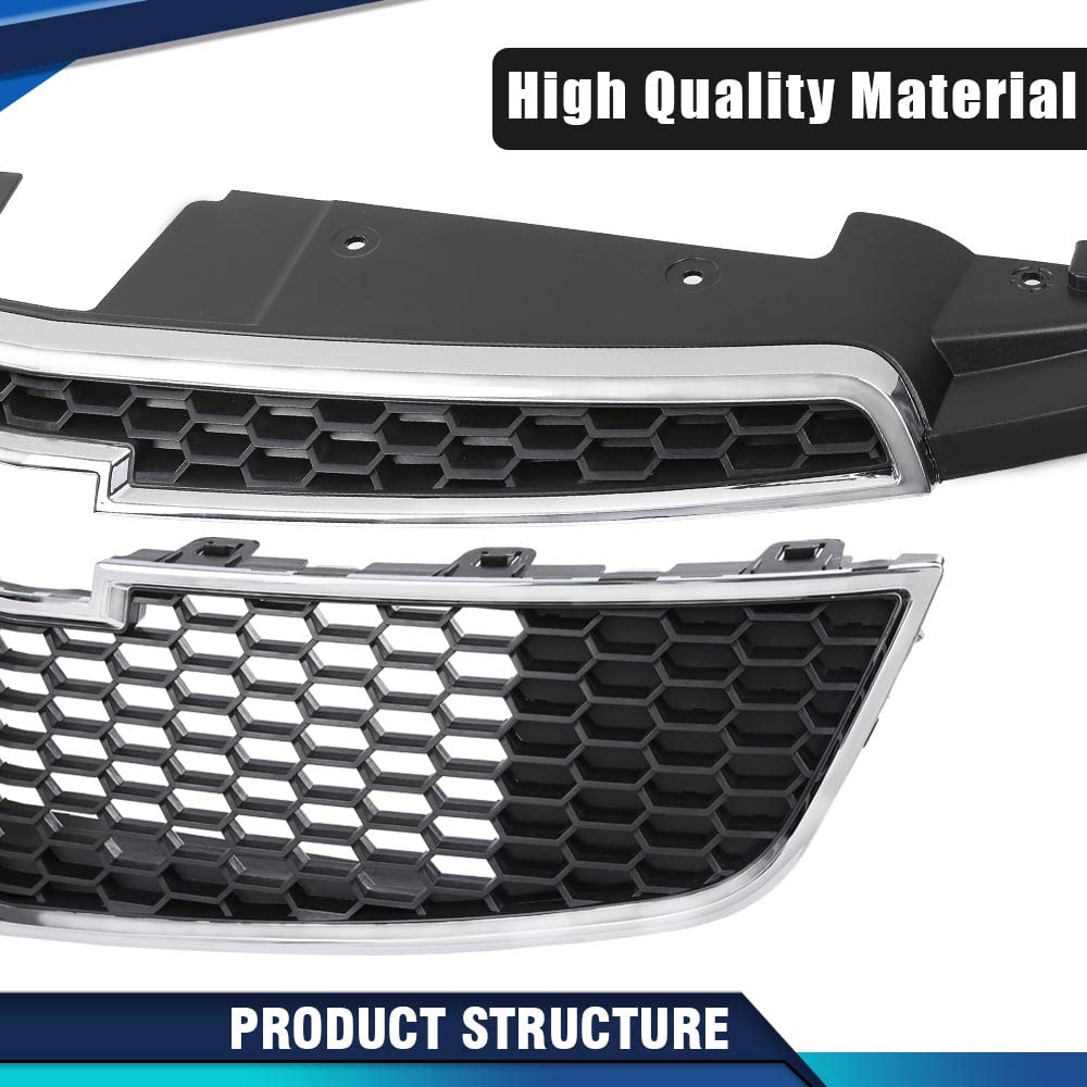 PIT66 Front Upper & Lower Grille Compatible with Chevy Cruze 2011-2014