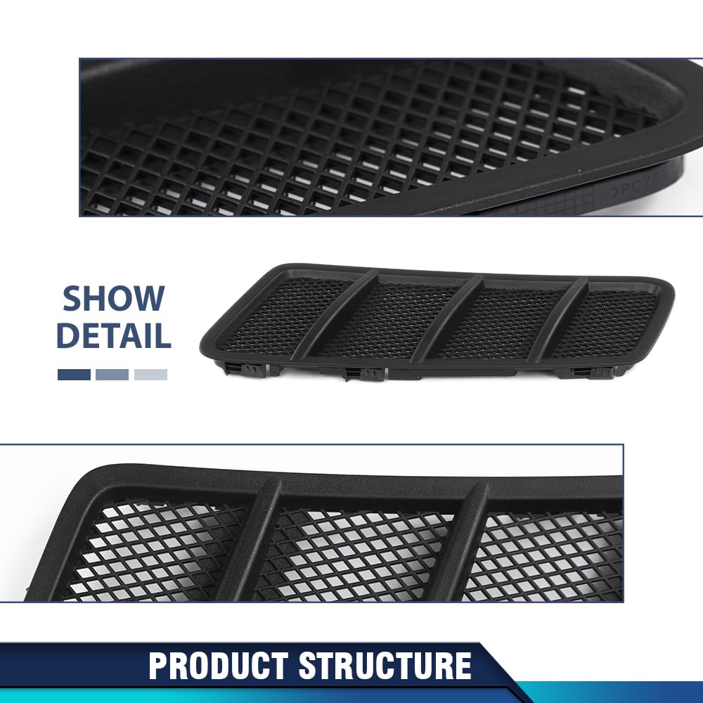 PIT66 Front Hood Air Vent Grille Cover Left Driver Side Compatible with Benz W166 GL GL350 GL450 GL550 GL63 AMG ML ML350 ML550 ML63 AMG 2012-2015 1668800105 Black PP