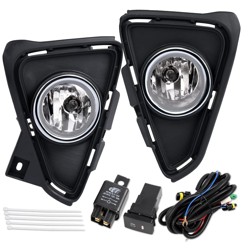 PIT66 Front Bumper Fog Lights, Compatible with 2016-2017 Toyota RAV4 (NOT Fit Models Manufactured in Japan) Clear Lens Bumper Fog Light Assembly Driver & Passenger Side Left/Right 520400R030