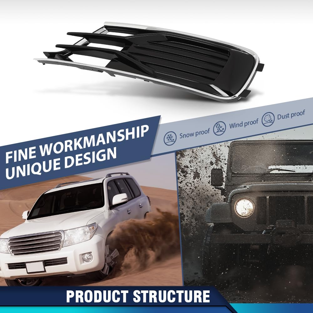 PIT66 2PCS Front Bumper Fog light Cover Grills, Black