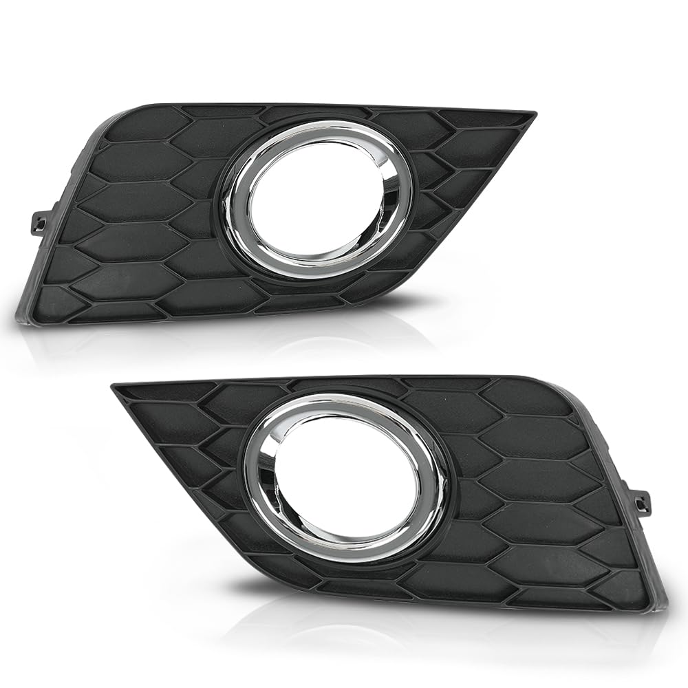PIT66 New Pair Front Bumper Fog Light Lamp Frame Covers w/Hole Chrome Compatible with Nissan Sentra 2016-2019 622564AF0B 622574AF0B NI1039142 NI1038142 Fog Lamp Accessories