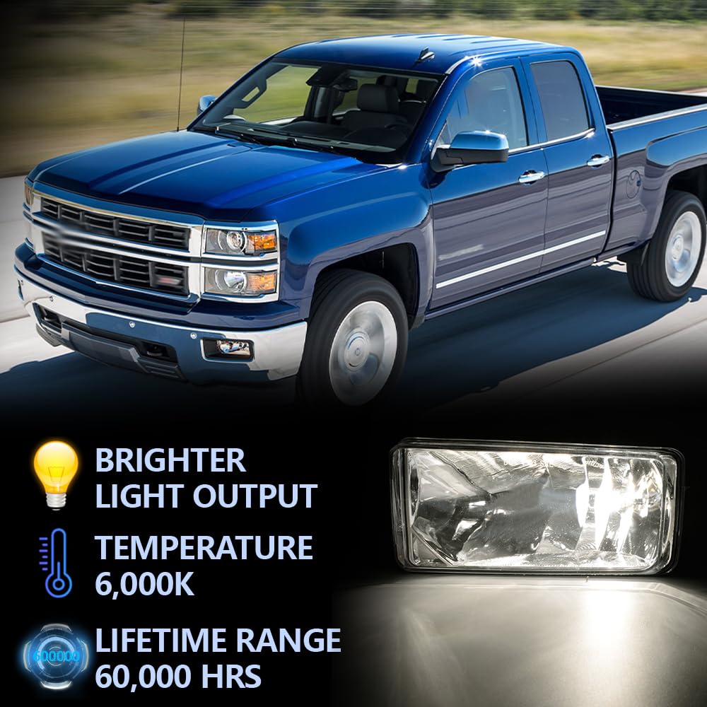 PIT66 Front Bumper Fog Light, Compatible with 2007-2015 Chevy Silverado