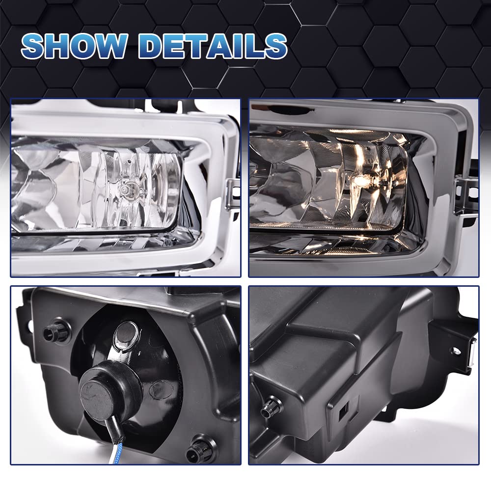 PIT66 Front Bumper Fog Light, Compatible with 2013-2015 Silverado Fog Lamp Assembly Driver & Passenger Side Left/Right Fog Lamp Accessories, faros antiniebla