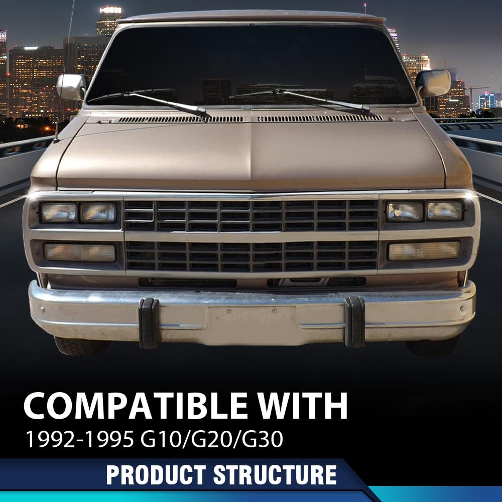 PIT66 Chrome Headlight Bezel Trim Surround Pair Compatible with Chevy G10/G20 1992-1995, G30 1992-1996, P30 Base 1992-1996 15685966 15685965 GM2513187 GM2512187