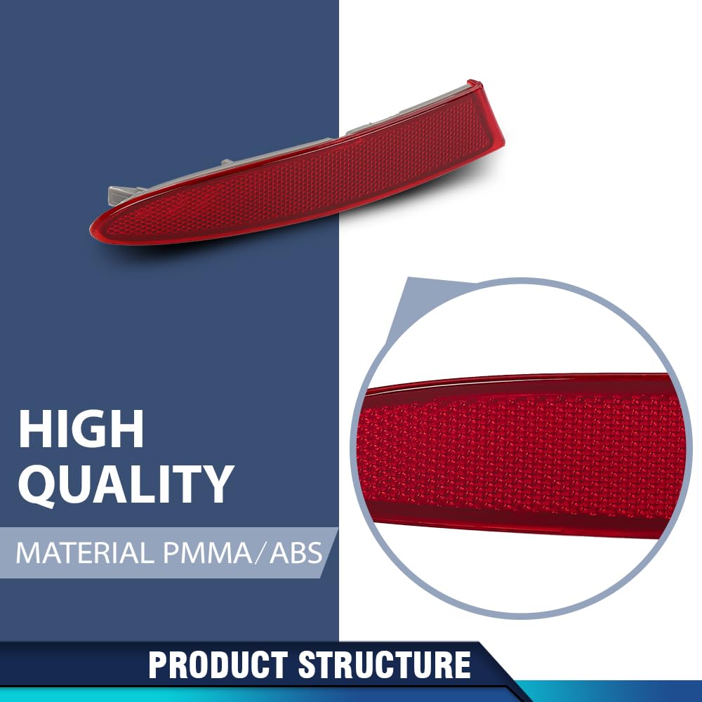 PIT66 Rear Bumper Reflector Driver Left Side Compatible with BMW X3 2011-2014 63147217315, BM1184104C Red Len