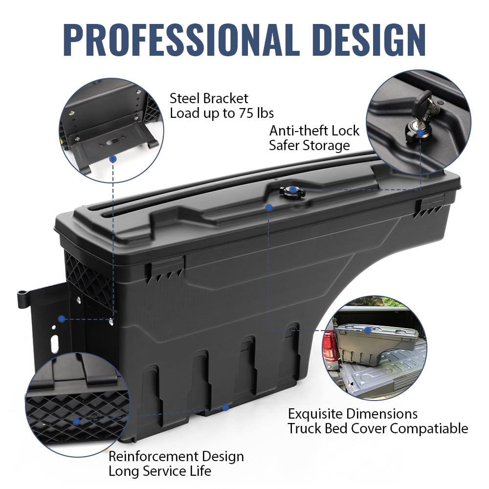 PIT66 Truck Bed Storage Box Left Right Fit Silverado & Sierra 1999-2007