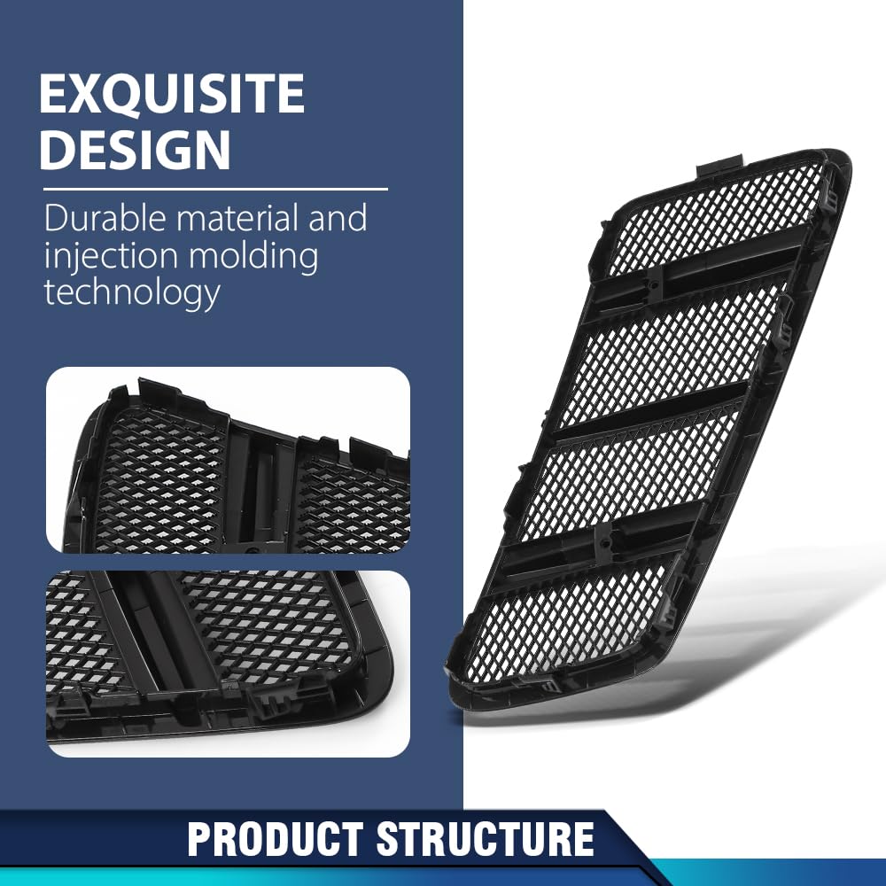 PIT66 Front Hood Air Vent Grille Cover Left Driver Side Compatible with Benz W166 GL GL350 GL450 GL550 GL63 AMG ML ML350 ML550 ML63 AMG 2012-2015 1668800105 Black PP