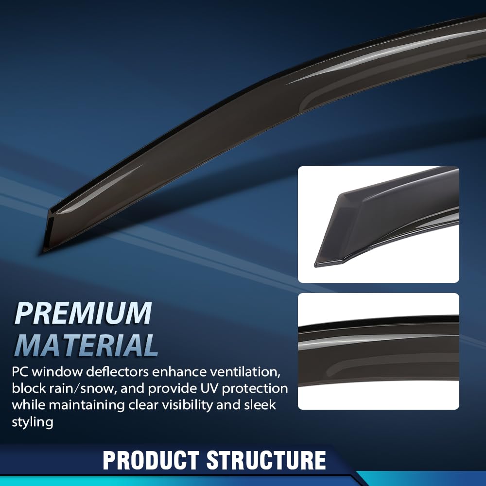 PIT66 Window Visors Rain Guards PMMA 4PCS Smoke