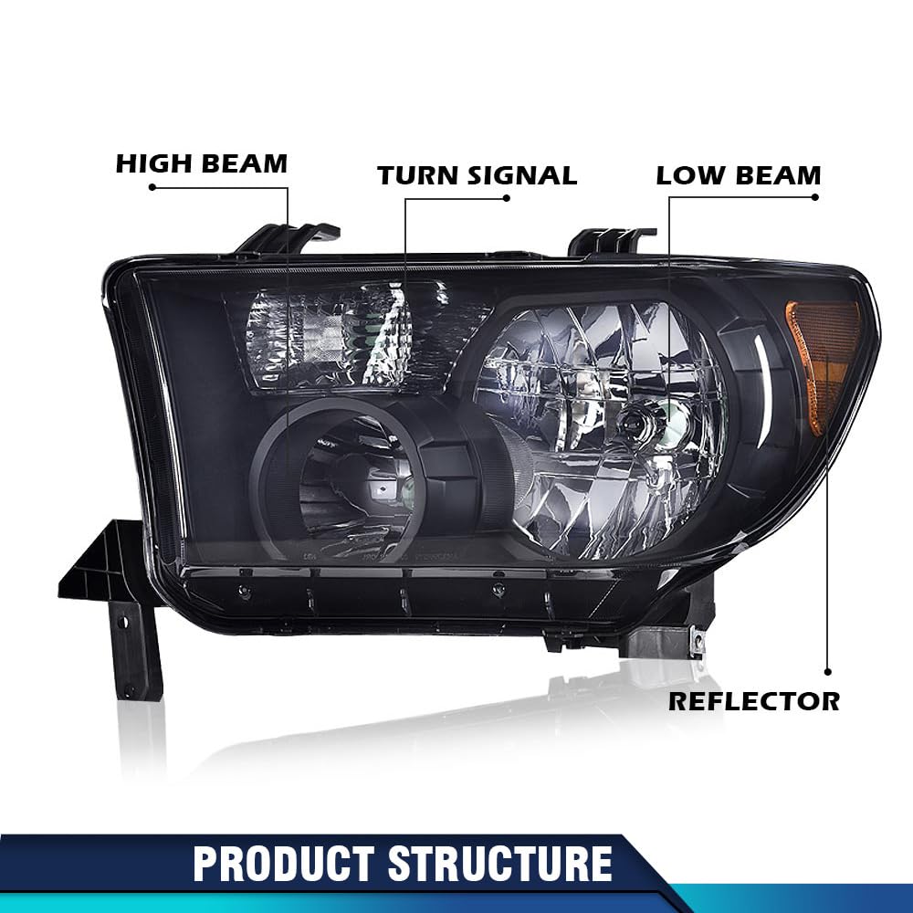 PIT66 Headlights Assembly Fit 2007-2013 Toyota Tundra, 08-17 Sequoia