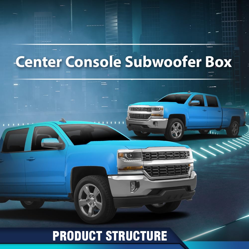 PIT66 12" Center Console Subwoofer Sub Box, Fit Chevy/GMC Crew Cab 200-2013
