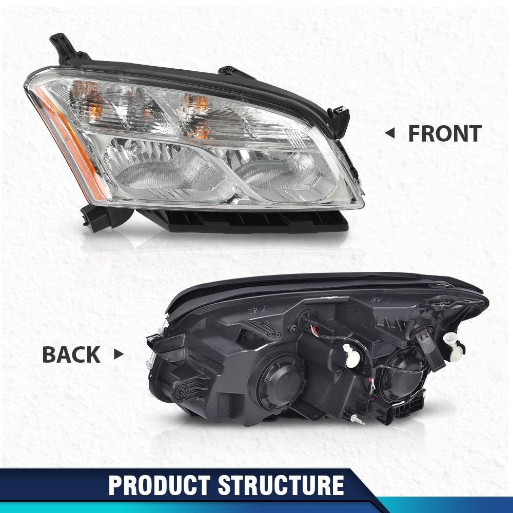 PIT66 Headlights Assembly Clear Lens Chrome Housing Compatible with Chevy Trax 2013-2016 GM2502401, GM2503401, 42359593, 42435939, 42359594, 42435940 Pair Halogen Headlamp