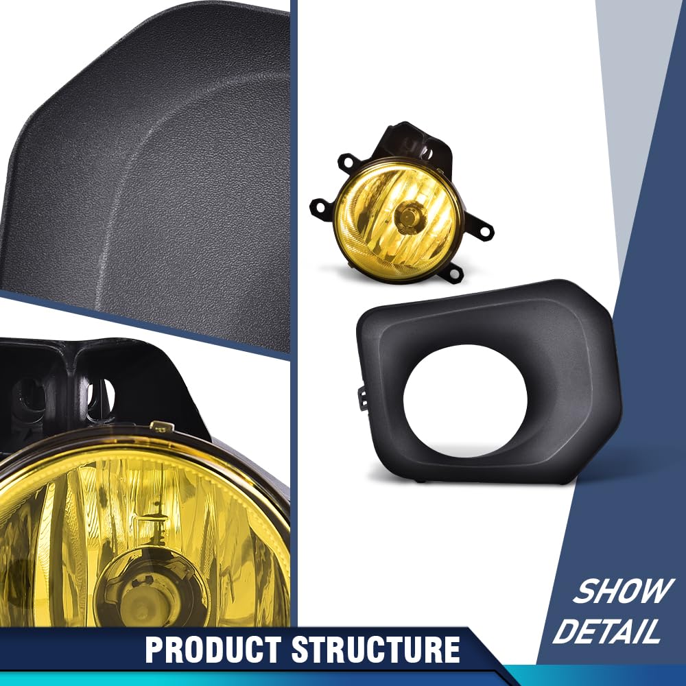PIT66 Yellow Lens Driving Fog Lights Bumper Lamp Bezel Kit Compatible with Toyota Tacoma 2016-2021, 812200W040, TO2592124, 812100W050, TO2593124