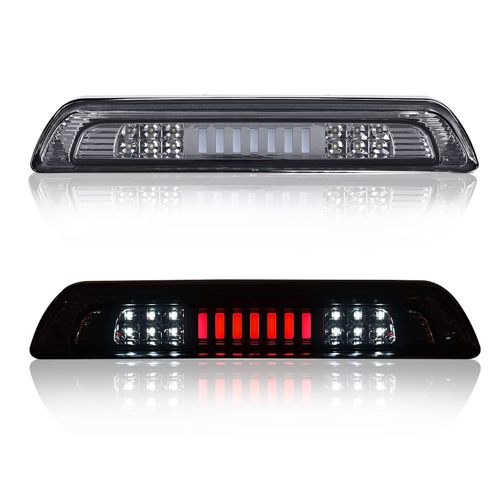 PIT66 LED 3rd Brake Light, Compatible with 2007-2018 Toyota Tundra High Mount LED 3rd Thrid Tail Cargo Brake Light Smoky Lens Chrome Housing