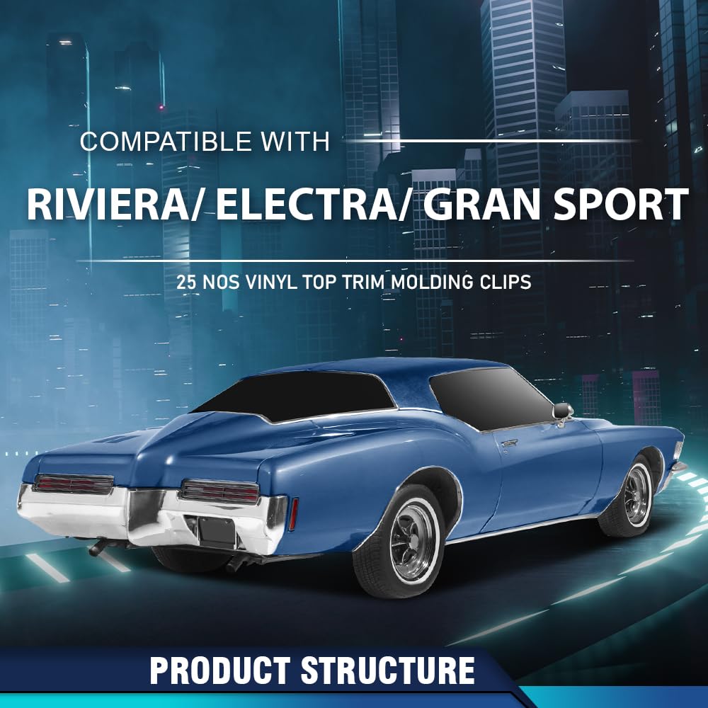 PIT66 25pcs Top Trim Molding Clips(Without Screws) PE Compatible with Buick Riviera Electra Gran Sport GM Cars 1960-1970 7731589